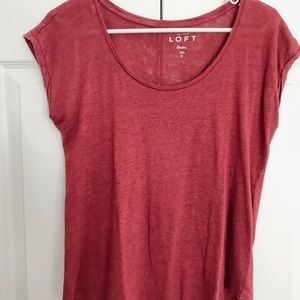LOFT | Casual Linen Top in Dark Raspberry